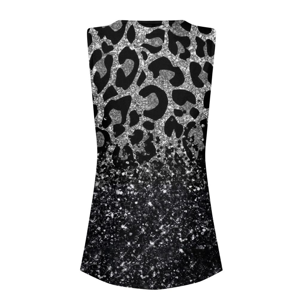 Women Summer Sleeveless Casual Floral Printed O-Neck T-Shirt Tops Blouse