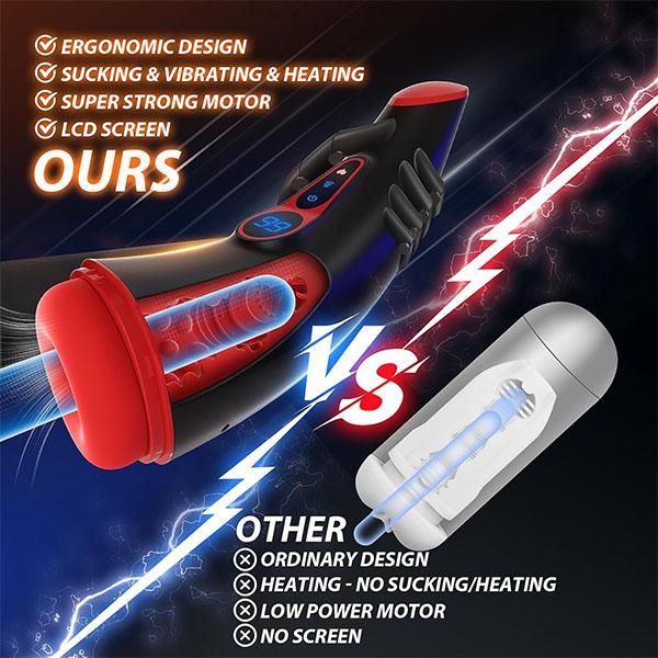 Automatic Sucking Male Masturbator - APP Control Masturbators Penis Pump with 9 Sucking & 9 Vibrating, 3D Textured Sleeve Heating Blowjob Mens Sex Toy