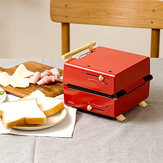 PRISMATE Grilled Hot Sand Maker with 3 Types of Plates and Fun Recipe Book PR-SK033 (RD (Red))