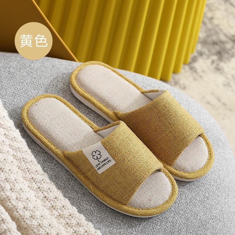 Linen Slippers Women's Summer Indoor Home Sweat-absorbing Home Non-slip Four-season Home Floor Cotton and Linen Slippers Cloth Men