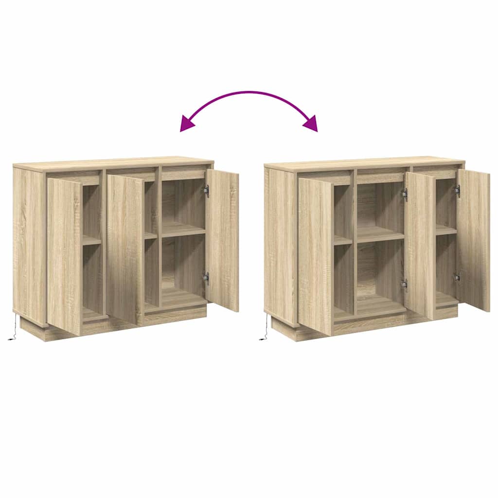 LED Sideboard Sonoma Oak 90 x 32 x 75 cm Engineered Wood
