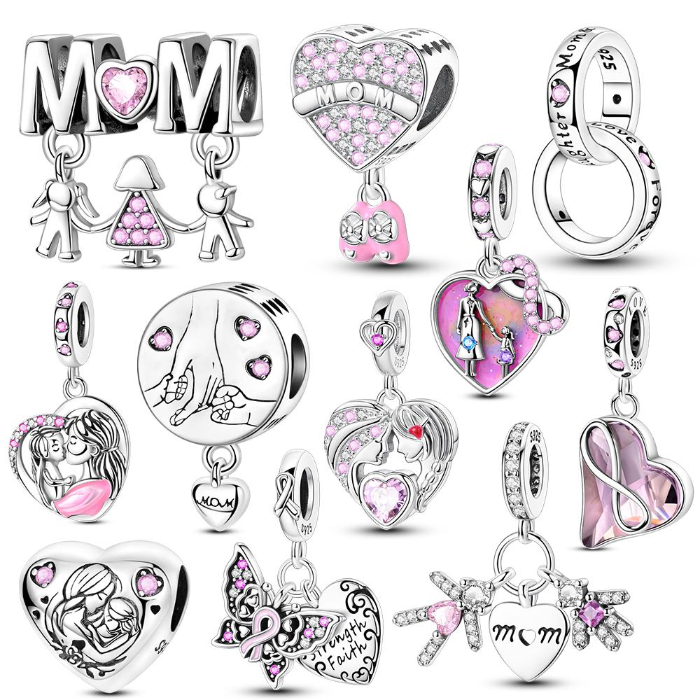 New In MotherS Day Copper Charm Mom Mother Family Charm Bead Fits Genuine Bracelets DoItYourself Woman Jewellery Gifts