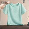 Damen Rundhals Strass Slim Fit Kurzarm T-Shirt
