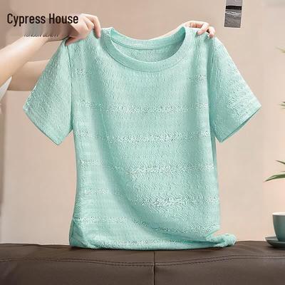 Damen Rundhals Strass Slim Fit Kurzarm T-Shirt