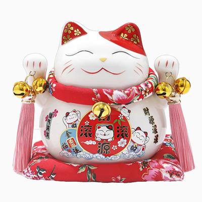 Lucky Cat Piggy Bank Good Increase Your Ceramic Interior Beckoning Cat Business Housewarming Opening Gift Ornament, Luck, Fortune, Goods, Ornament,