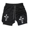 Muay Thai Kick Boxing MMA Shorts Cross Christian Pray God Men Women Unisex Double Layer Quick Dry Breathable Training Sport Gym Fitness Workout