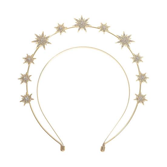 

Золотая повязка на голову со стразами для женщин, стильный дизайн в виде звезды, легкая свадебная корона, аксессуары для волос на каждый день, для вечеринок, Рождества золотистый