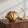 Shell Shaped Vase Solid Color Finish Modern Resin Artistic Design Fan Flower Holder for