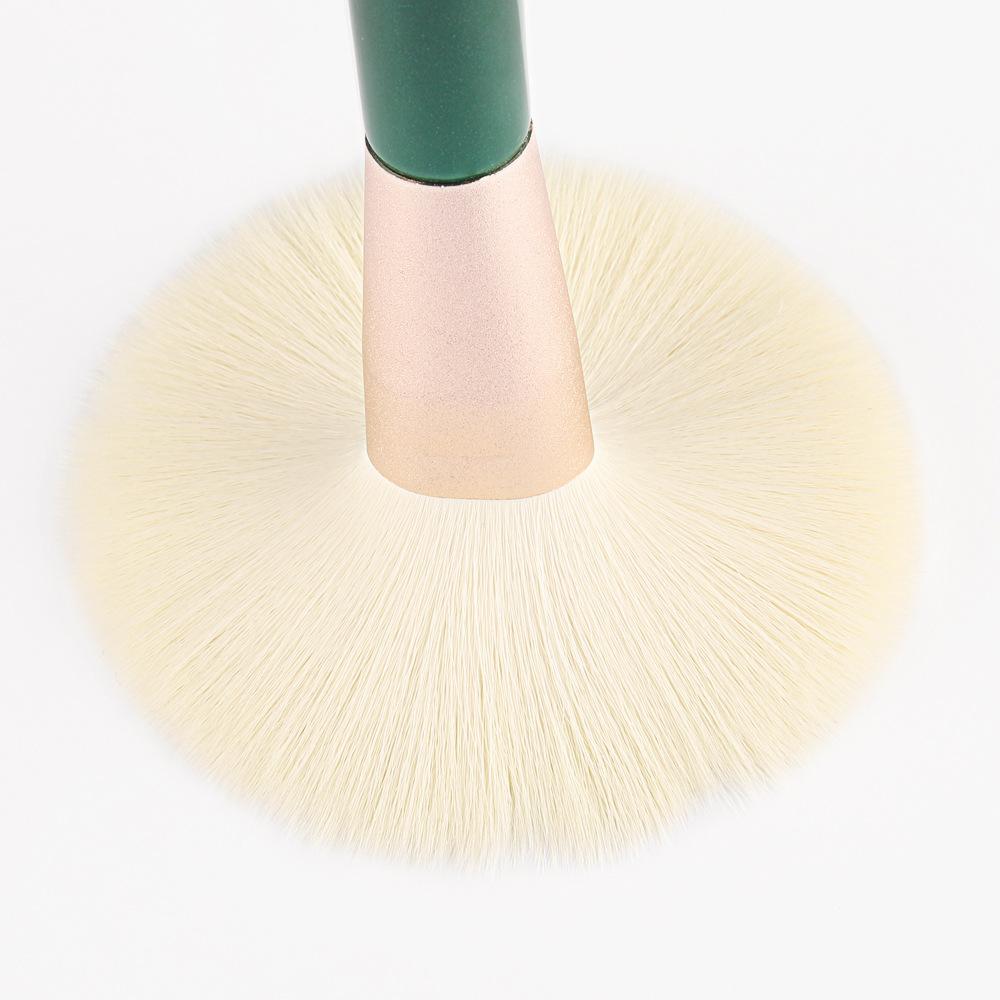 New 9 Dark Green Wooden Handle Makeup Brush Set, White Loose Hair Powder Brush Matte Mouth Tube Portable Makeup Brush