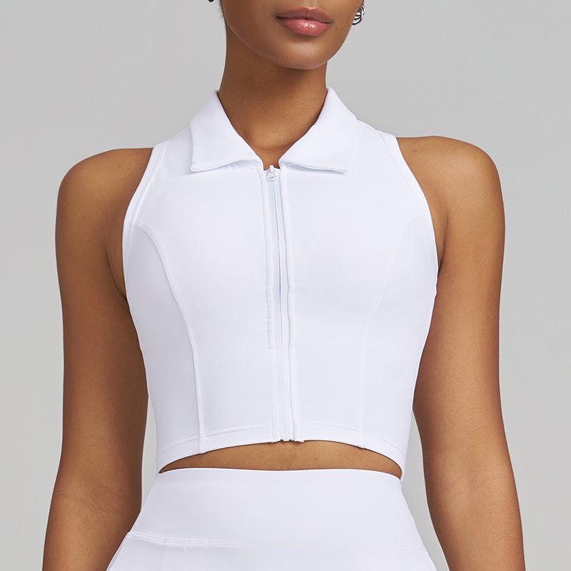 Juman Damen Tennis-Weste mit Front-Reißverschluss und integrierten Polstern - Sport-BH für Yoga & Fitness