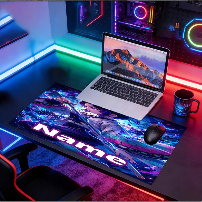 Custom Name Personalized Demon Slayer Pattern Mousepad, Laptop PC Desk Mat, Decorative Desk Mat for Home Keyboard Pad Gift