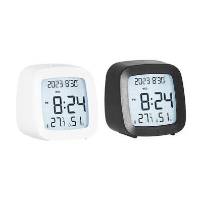 Small Digital Alarm Clock Bedside Clock 8.2x4.7x8cm 12 Hour/24 Hour with Temperature Compact for Home Office Multipurpose