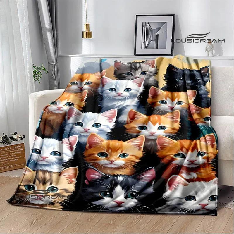 3D Cute Cat Printed Blanket Flannel Warm Blankets Soft and Comfortable Blanket Bed Linings Cubre Cama Birthday Gift
