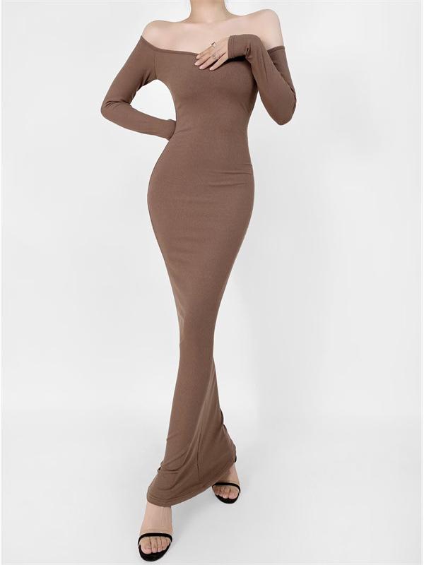 Women's One-Shoulder Off-the-Shoulder Fishtail Long Dress