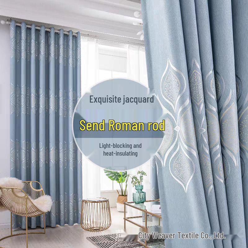 Nordic Blackout Jacquard Bamboo Cotton Curtains for Living Room, Bedroom, or Balcony