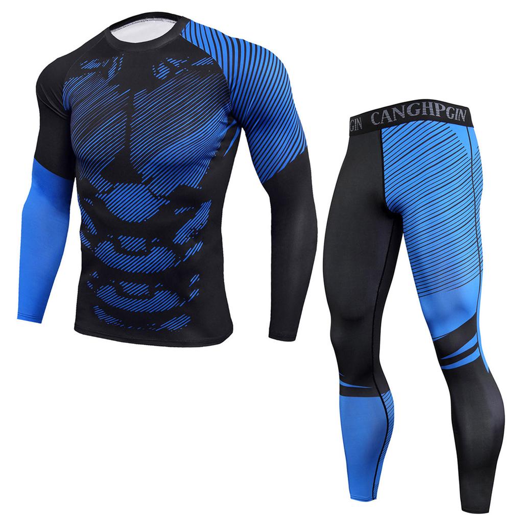 Men Camouflage Printing Fitness T-shirt Fast Drying Tops Pants Sports Basketball Tight Suit