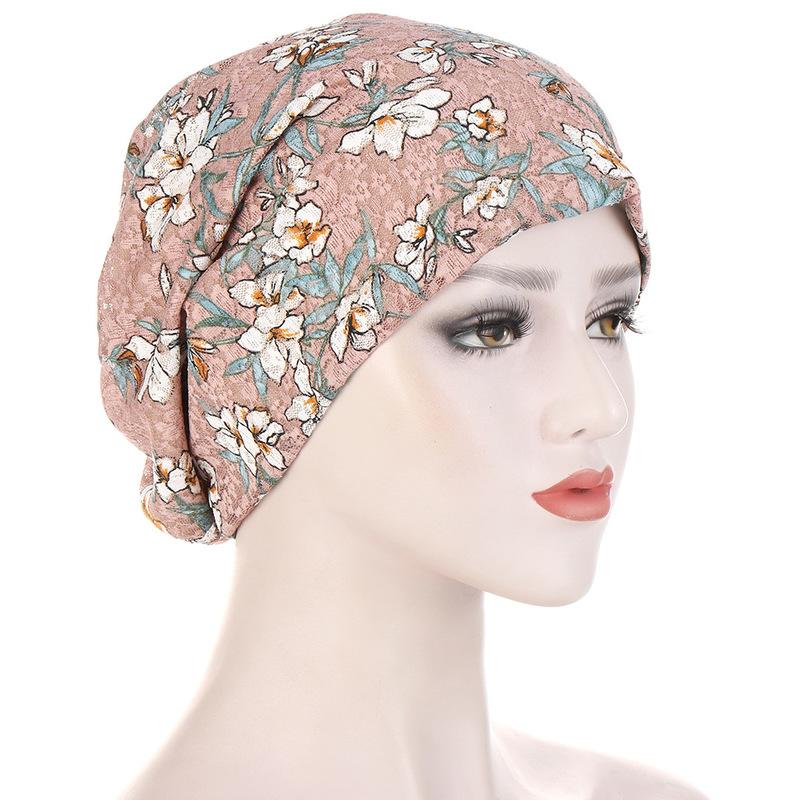 Pălărie cu turban pentru femei cu imprimeu multicolor Turban musulman pentru femei, înfășurată sub șapcă chimică de turban