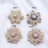 Copper-Plated Silver Rotating Snowflake Zircon Bead Brooch for DIY Necklace Accessories