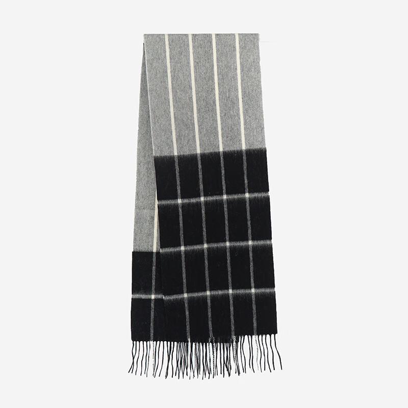 CEENIU Winter 100% Wool Plaid Tassel Scarf