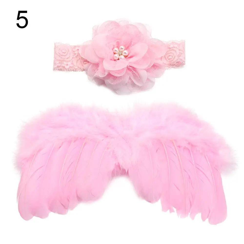 Newborn Photography Props White Angel Wing Baby Photos Props Feather Wing Girls Hair Kids Baby Photography Hair Accessories