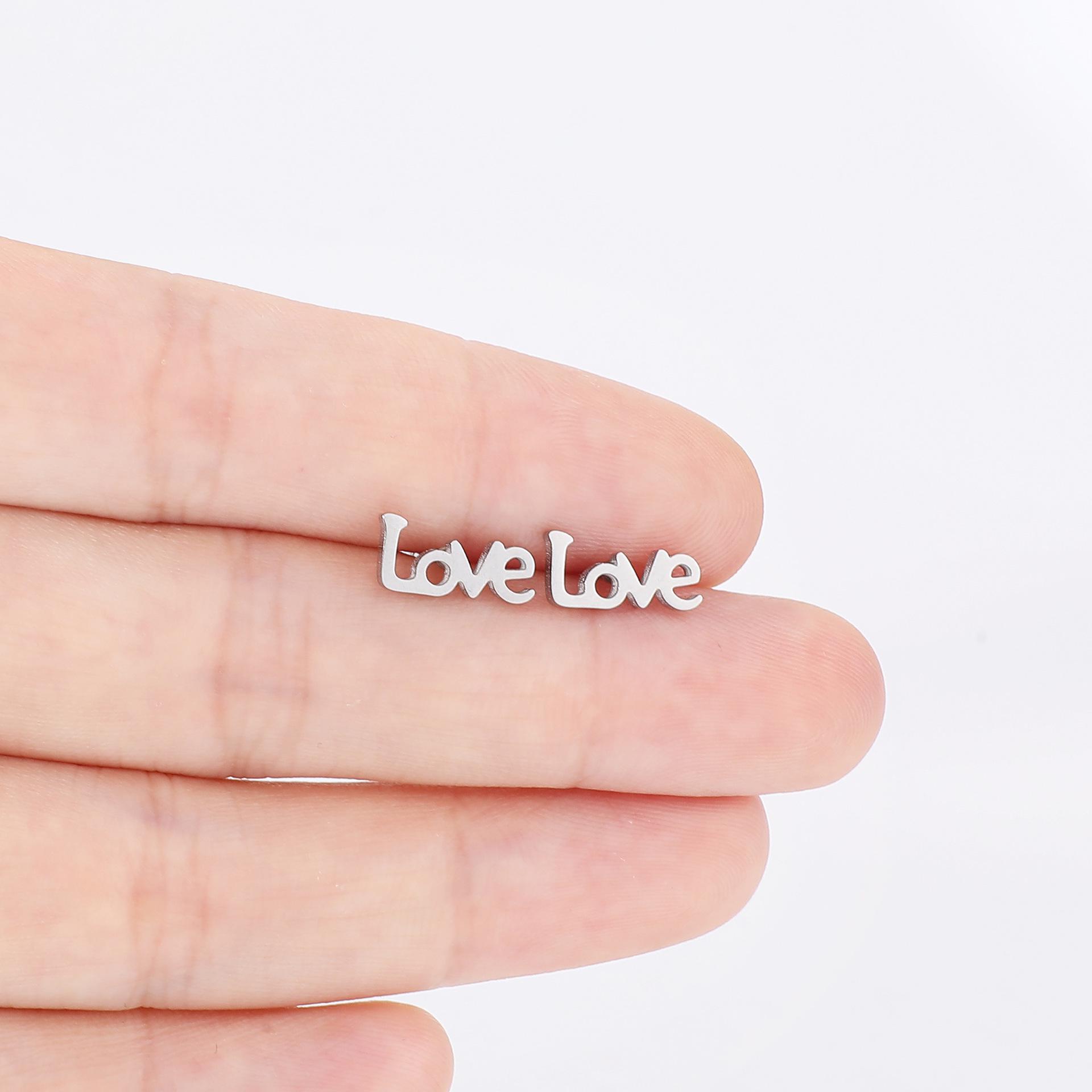 

Модные украшения из нержавеющей стали, серьги-пусеты с дизайном любви серебряный