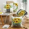 Summer Sunflower Print Pillow Cover Polyester Home Fabric Sofa Cushion Cover Bedroom Pillow