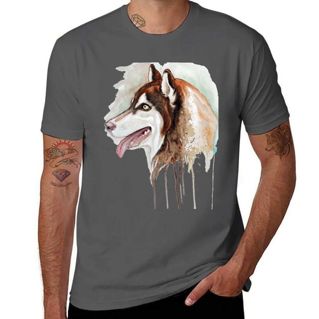 Brown Husky Profile Portrait TShirt Big and Tall Short Sleeve Tee