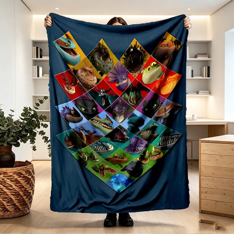 How to Train Your Dragon Print Blanket - Soft & Comfortable, for Bedroom, Travel, Sofa, Home Decoration - Birthday Christmas Gift for Friend