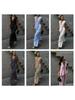 New Two-Piece Set Women's Cotton V-Neck Sleeveless Summer Vest Top Wide Leg Pants Outfit