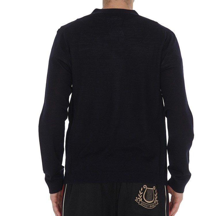 GUCCI GUCCI GG Embroidered Wool Cardigan Knitted Top Navy 576815-XKAOW-4440