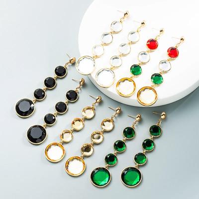Women's Drop Earrings Solid Color Long Tassel Alloy Crystal Earrings