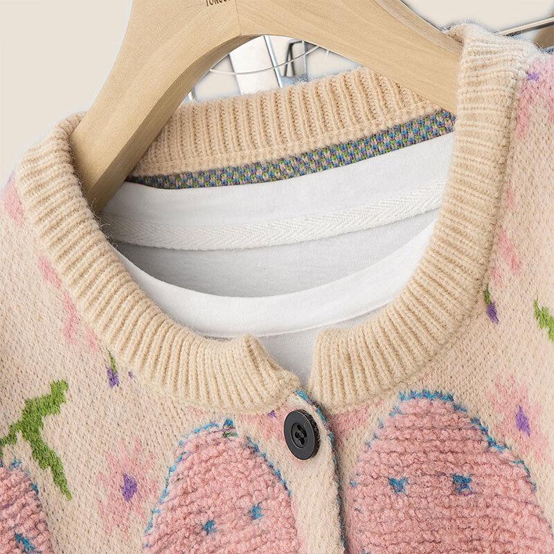 Women's 2025 Autumn Sweet Color-Block Knit Cardigan