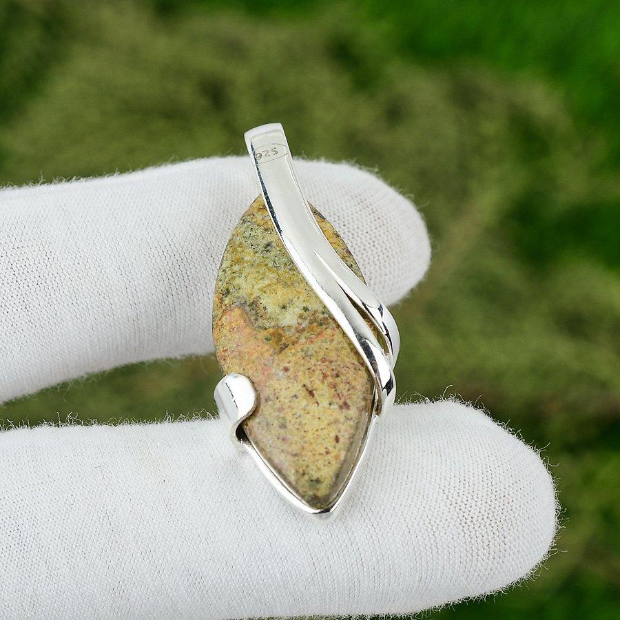 

Polychrome Jasper Stone 925 Silver Art Deco Handmade Mother New Pendant Jewelry