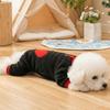 Warm Heart Pattern Dog Jumpsuit Polar Fleece Comfortable Dog Towing Suit Soft with D Ring Dog Four Legged Clothing Autumn Winter