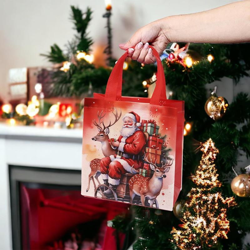 4pcs Christmas Gift Bag Santa Non-Woven Bag Christmas Decorations For Home Xmas Navidad Noel Gifts New Year Packaging Bag