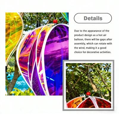 Gira-globos de aire caliente de tamaño gigante Material plástico Película que cambia de color Lentejuelas giratorias Corbata a rayas Tie-dye Colores del arco iris