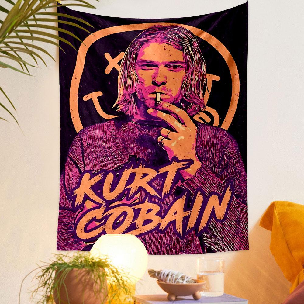Kurt Cobain Wandbehang, Nirvana Grunge Legenden Kunst, Retro Rock Wanddekoration für Schlafzimmer WG