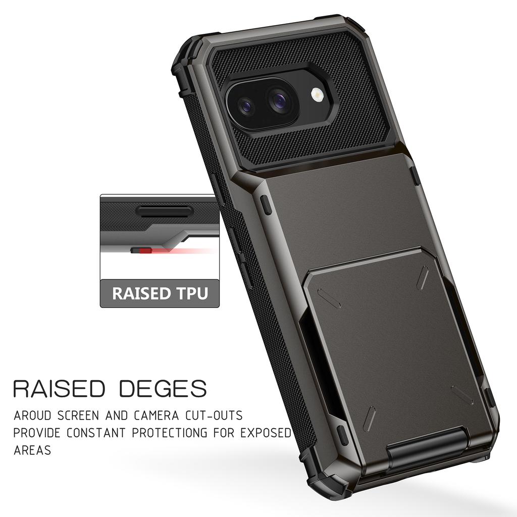 For Google Pixel 9a Case PC+TPU Dual Layer Back Phone Cover with Card Holder