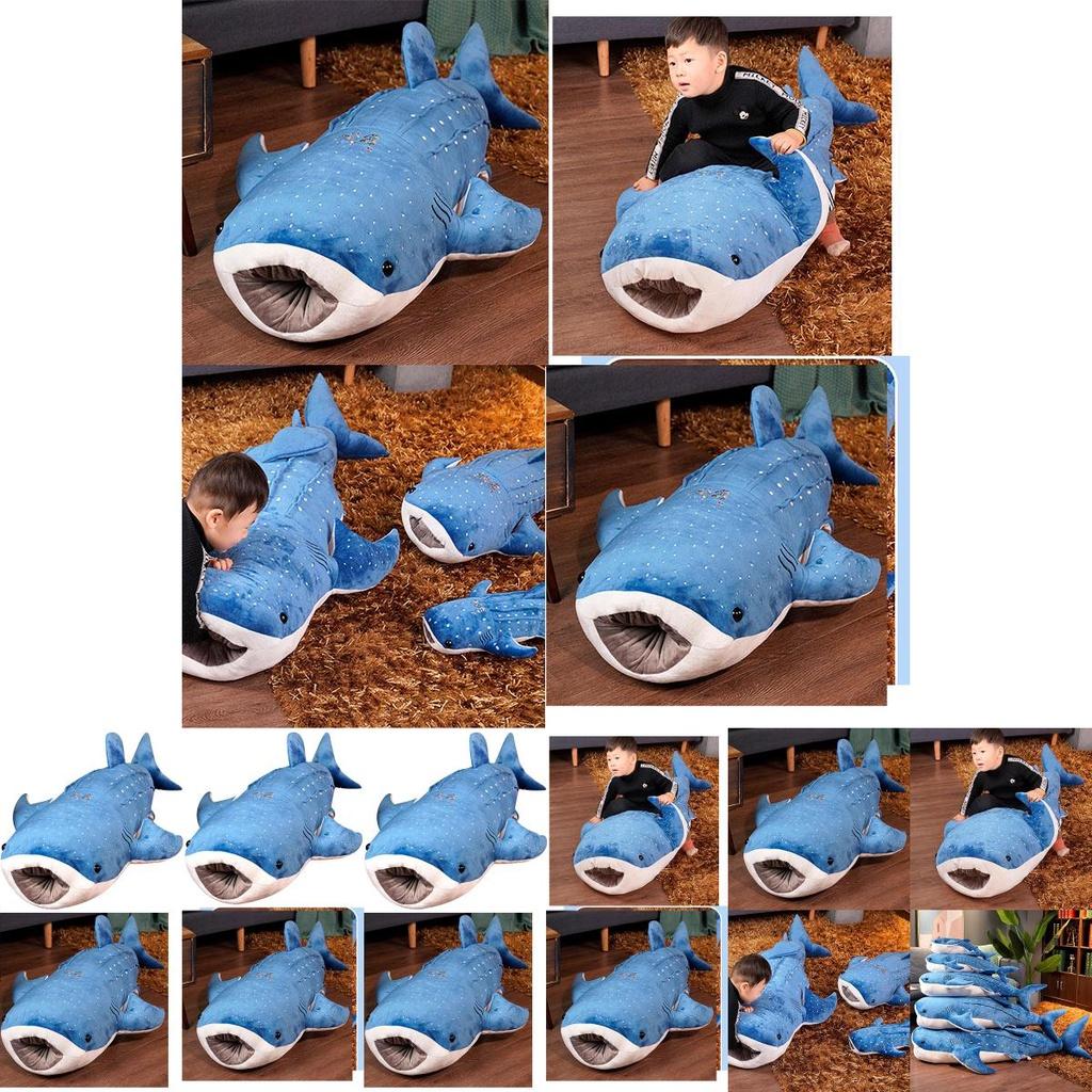 Großes Blauwal Plüschtier Superweiches Stofftier für Kinder Cartoon Hai Wal Kissen