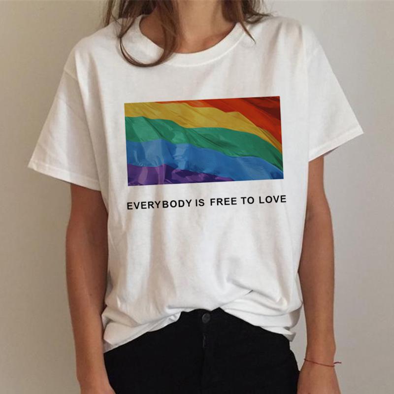 Camiseta feminina topos lgbt t camisa do orgulho gay lésbica arco-íris camiseta harajuku camiseta ullzang engraçado tshirt 90s topos roupas