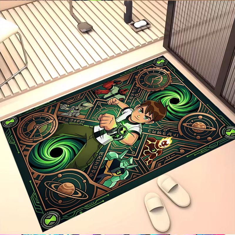Ben 10 Cartoon Print Rug, Washable Floor Carpet, For Entryway Dorm Laundry Room Office Study, Home Decor Birthday Christmas Gift