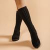 Fashion Stretch Boots Women's Autumn New Round Toe Knit Breathable Sleeve Non-Slip Wear-Resistant Wedge Flat Tall Socks Boots