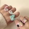 Geometric Enamel Love Heart Ring Open Ring Irregular Enamel Ring Painting Ring  Women