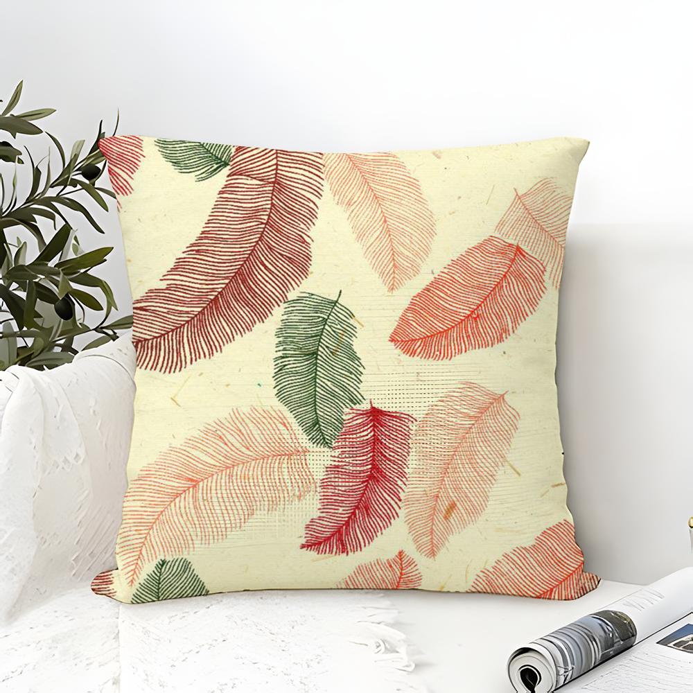 Light Beautiful Feather Pattern Pillow Case linen pillow case sofa home decor cushion cover cushion cove