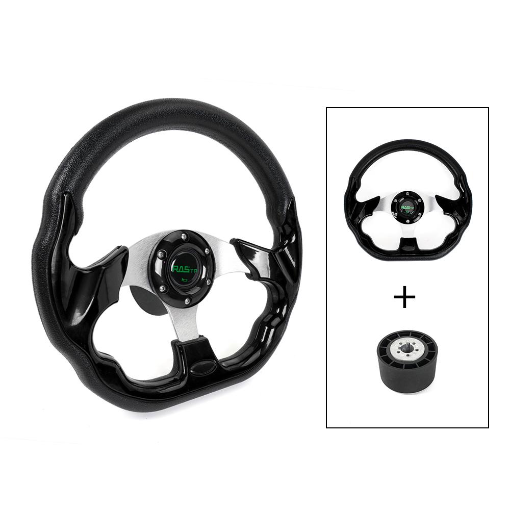 RASTP-13 Marine Boat Steering Wheel with Hub Adapter 3/4 Axle Keyway 3 Spokes STW31+QR045 чёрный
