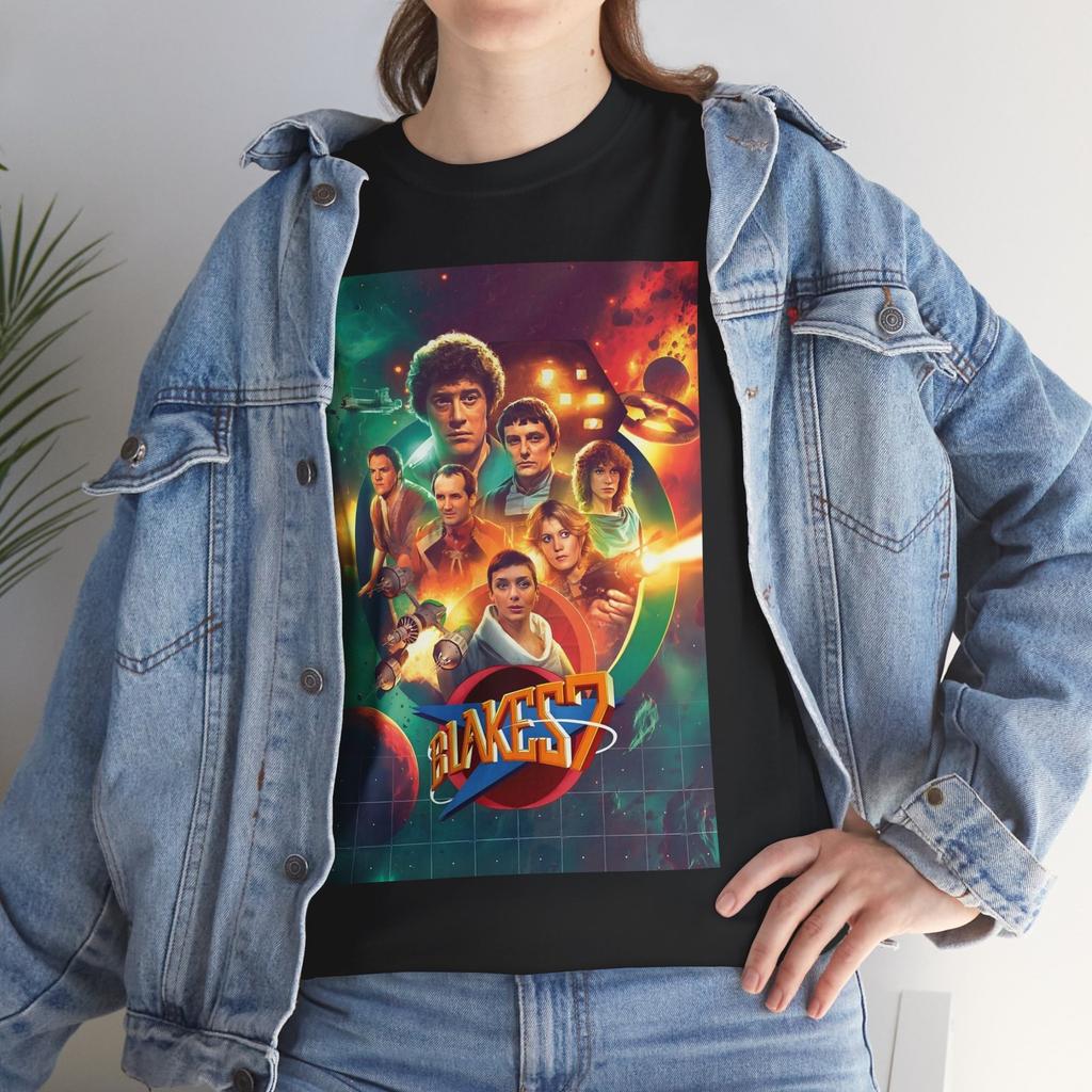 Blake's 7 TV (1978) T-Shirt Uomo Donna Magliette Top V2 Fantascienza Fantasy Liberatore Astronave Anni '70