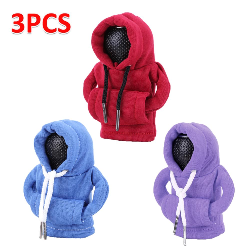 3-1pcs Hoodie Car Gear Shift Cover Manual Handle Gear Sweatshirt Change Lever Cover Gearshift Hoodie Car Gear Shift Knob Cover