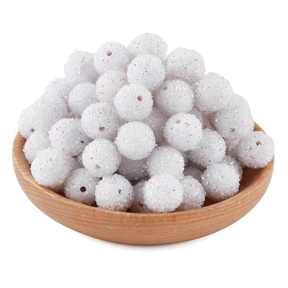 15Pcs 16MM Resin  Round Acrylic Beads Sugar Sand Pasting Process Fashion For Jewelry Making DIY Handmade Bracelets Accessories