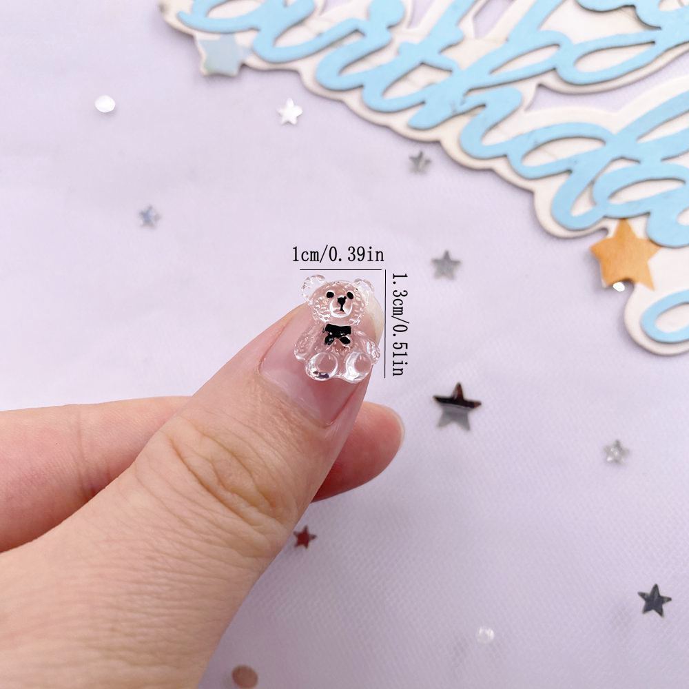 30 Stück Harz Kawaii Bunt 3D Mini Bär Nail Art Charms Flache Rückseite Strass Scrapbook Figuren DIY Schmuckzubehör Handwerk