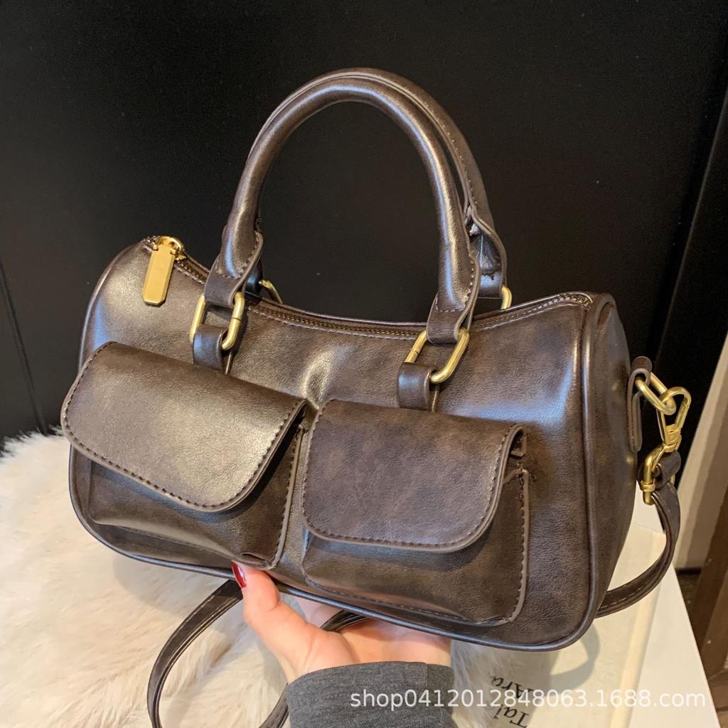 Premium Niche Bag Women's Double Pocket Retro 2025 New Casual Versatile Messenger Bag Portable Pillow Bag